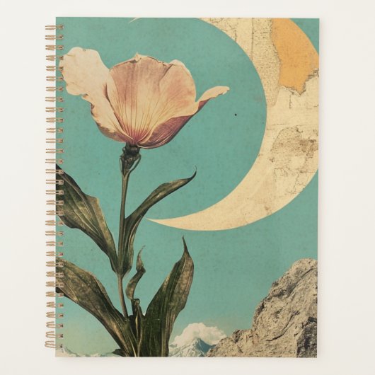 Fleur rose et lune de croissant (Devant)