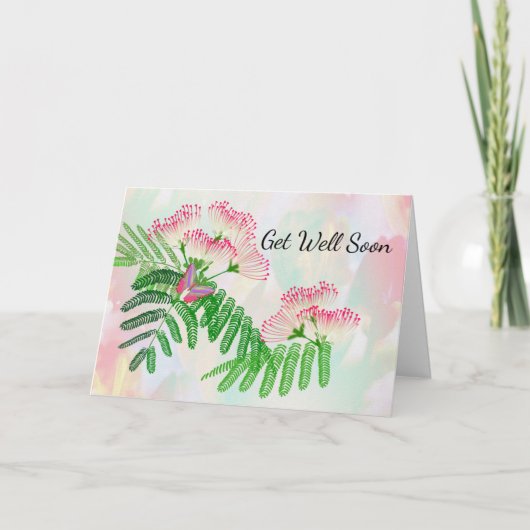 Fleur rose et papillon obtenir carte de bien (Devant)