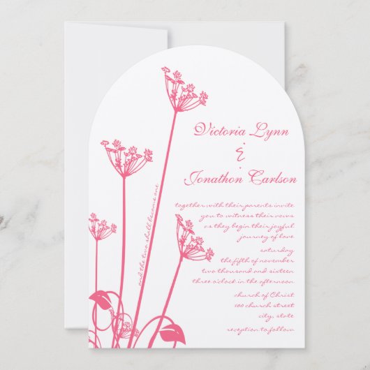 Fleur rose Faire-part de mariage (Devant)