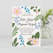 Fleur rose faire-part de mariage (Debout devant)