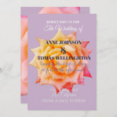 Fleur rose Faire-part de mariage (Devant / Derrière)