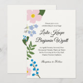 Fleur rose faire-part de mariage (Devant / Derrière)