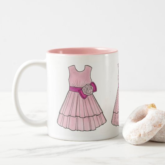 Fleur rose Fille de mariage Pageant robe Mug (Avec donut)