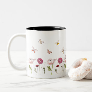 Fleur rose Floral Jardin Papillon Motif Mug
