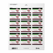 Fleur rose Fuchsia Vert et noir Étiquettes de adre (Feuille entière)