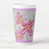 Fleur rose Lilium Floral Aquarelle Art Mug (Devant)