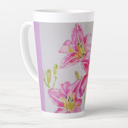 Fleur rose Lilium Floral Aquarelle Art Mug (Angle gauche)