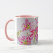 Fleur rose Lilium Floral Aquarelle Art Mug (Gauche)
