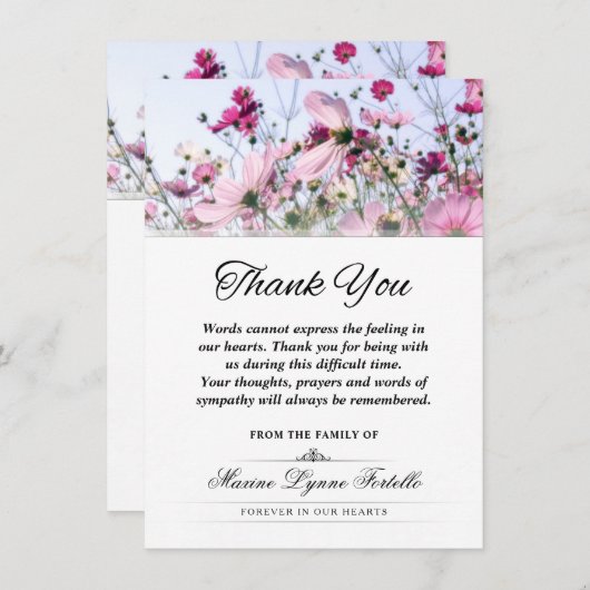 Fleur rose Merci Sympathie (Devant / Derrière)