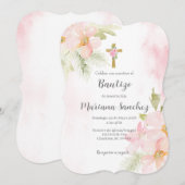 Fleur rose moderne invitation à la fille (Devant / Derrière)