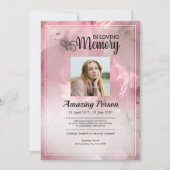 Fleur rose Ordre funéraire Invitation (Devant)