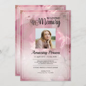 Fleur rose Ordre funéraire Invitation (Devant / Derrière)