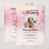 Fleur rose Ordre funéraire Invitation (Devant / Derrière)