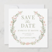 Fleur rose pastel Enregistrer la date invitation p (Devant)