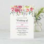 Fleur rose Plutôt Tropical Faire-part de mariage (Debout devant)
