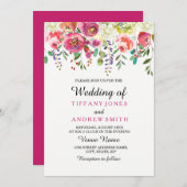 Fleur rose Plutôt Tropical Faire-part de mariage (Devant / Derrière)