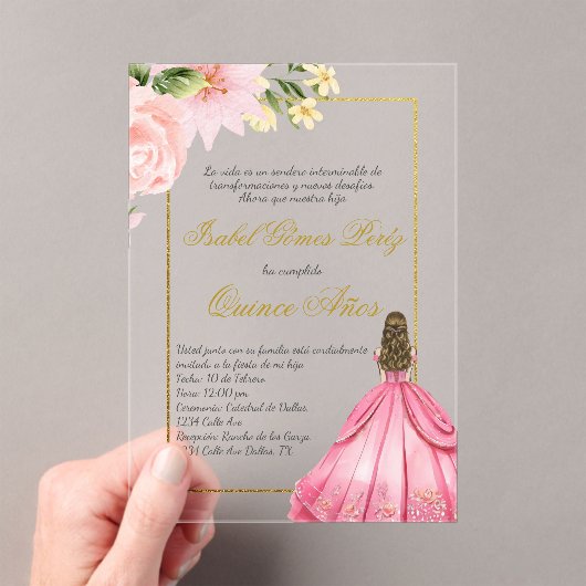 Fleur rose Quince invitation en espagnol (In situ (ordinateur de poche))