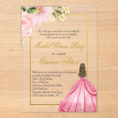 Fleur rose Quince invitation en espagnol (Recto)