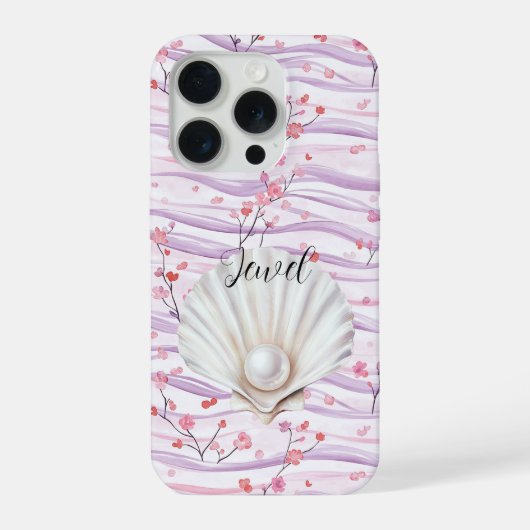 Fleur rose rayures violettes coquille perle (Verso)