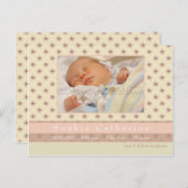 Fleur rose/Rosé Brown ・ Faire-part de naissance (Devant / Derrière)