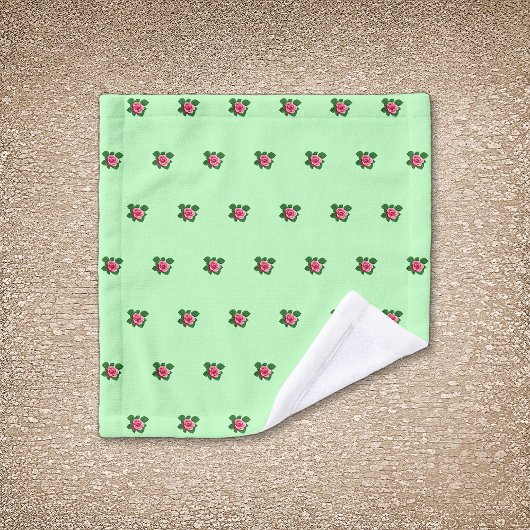Fleur rose rose Motif sans couture sur vert clair