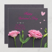 Fleur rose rose - Romantique carte Saint-Valentin (Devant / Derrière)