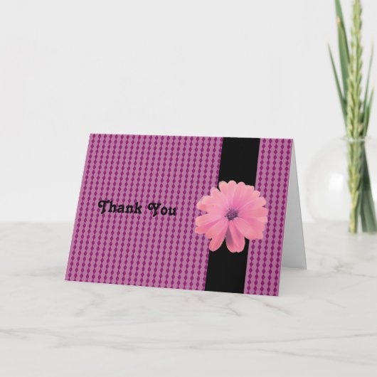 Fleur Rose Ruban Noir Merci (Devant)