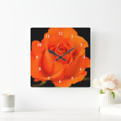 Fleur Rose simple orange Horloge murale acrylique (Maison)