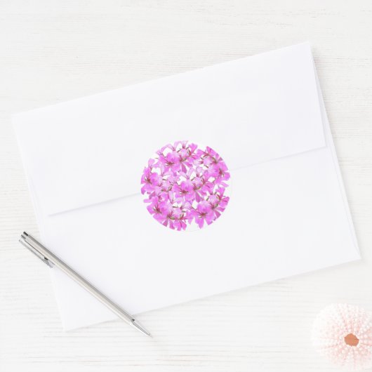 Fleur rose - Sticker floral arrondi (Enveloppe)