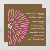 Fleur rose sur invitation à la douche nuptiale Bro (Devant / Derrière)