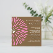 Fleur rose sur invitation à la douche nuptiale Bro (Debout devant)