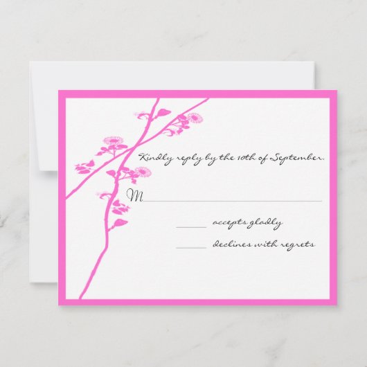 Fleur rose vif Branche Mariage RSVP (Dos)