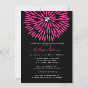 Fleur rose vif sur invitation de babille de mariag