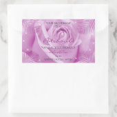 Fleur Rose violet avec Feuilles de palme Étiquette (Sac)