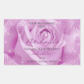 Fleur Rose violet avec Feuilles de palme Étiquette (Devant)