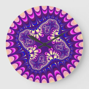 Fleur rose violet personnalisée Grande horloge mur