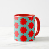 Fleur rouge Aqua Blue Retro Vibe Mug Cup (Devant droit)