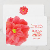Fleur rouge camellia aquarelle invitation mariage (Devant / Derrière)