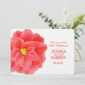 Fleur rouge camellia aquarelle invitation mariage (Debout devant)