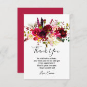 fleur rouge, carte de remerciements florale (Devant / Derrière)