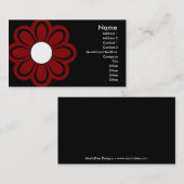 Fleur rouge chic sur le carte de visite noir (Devant / Derrière)