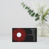 Fleur rouge chic sur le carte de visite noir (Debout devant)