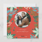 Fleur rouge de Noël photo Carte de vacances (Dos)