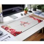 Fleur rouge élégante monogramme personnalisée