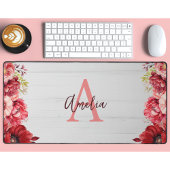 Fleur rouge élégante monogramme personnalisée