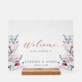 Fleur Rouge Et Bleu Accueil Mariage Floral (Recto)