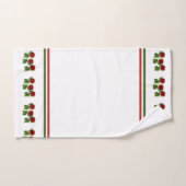 Fleur rouge et feuilles verts nom personnalisé (Serviette à main)