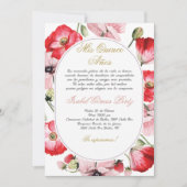 Fleur rouge et rose Quinceanera invitation (Devant)
