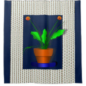 Fleur rouge floral pot vert rideau (Devant)