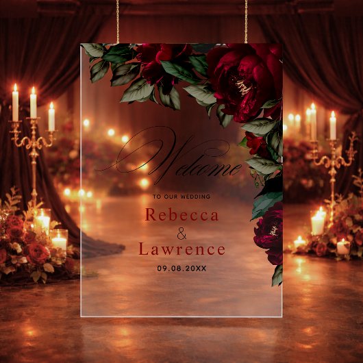 Fleur rouge foncé moody gothique mariage bienvenue